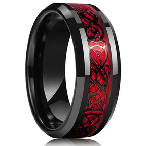 Stainless Steel Celtic Dragon Ring for Men with Carbon Fiber Inlay Best Price in Men Jewerly - 2023