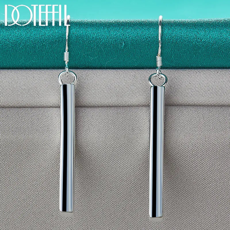 DOTEFFIL Earrings 925 Sterling Silver Square Pillar for Men Best Price in Men Jewerly - 2025