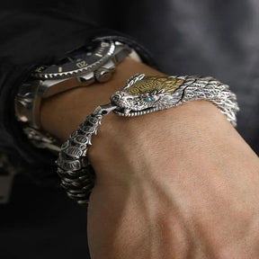 Vintage Men's 925 Sterling Silver Dragon Snake Bracelet Best Price in Men Jewerly - 2023