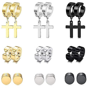 Stainless Steel Cross Pendant Dangle Earrings for Men Best Price in Men Jewerly - 2023