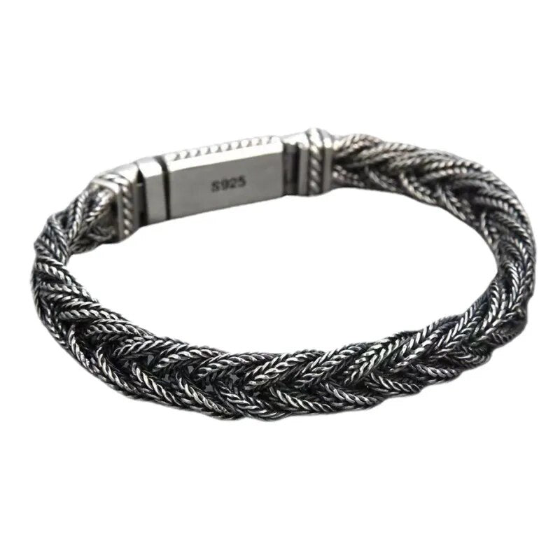 BOCAI S925 Silver Handmade Woven Twist Bracelet for Men & Women Best Price in Men Jewerly - 2023