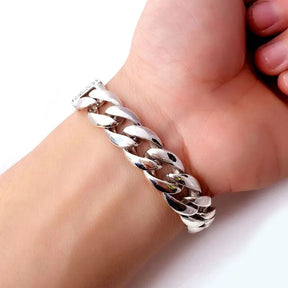 Double Snap Silver Cuban Bracelet Best Price in Men Jewerly - 2023