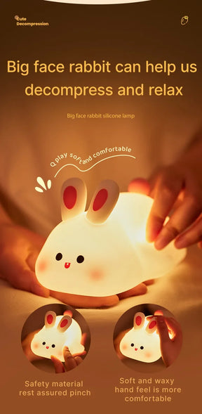 Cute LED Night Light Panda Sheep Rabbit Silicone Nightlights Timing USB Rechargeable For Bedroom Decoration Kids Birthday Gift