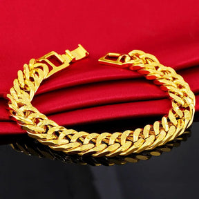 9MM 24K Pure Gold Color Bracelets for Men Best Price in Men Jewerly - 2023