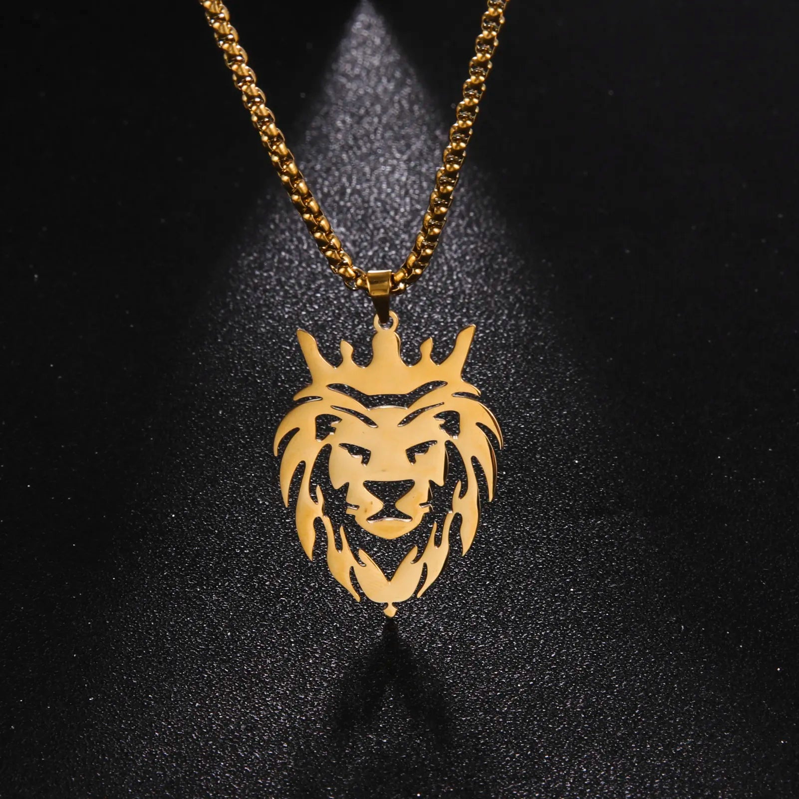 Lion with King Crown Stainless Steel Necklace Best Price in Men Jewerly - 2023