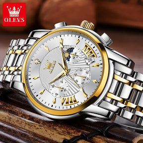 OLEVS Luxury Quartz Watch with Moon Phase Best Price in Men Jewerly - 2023