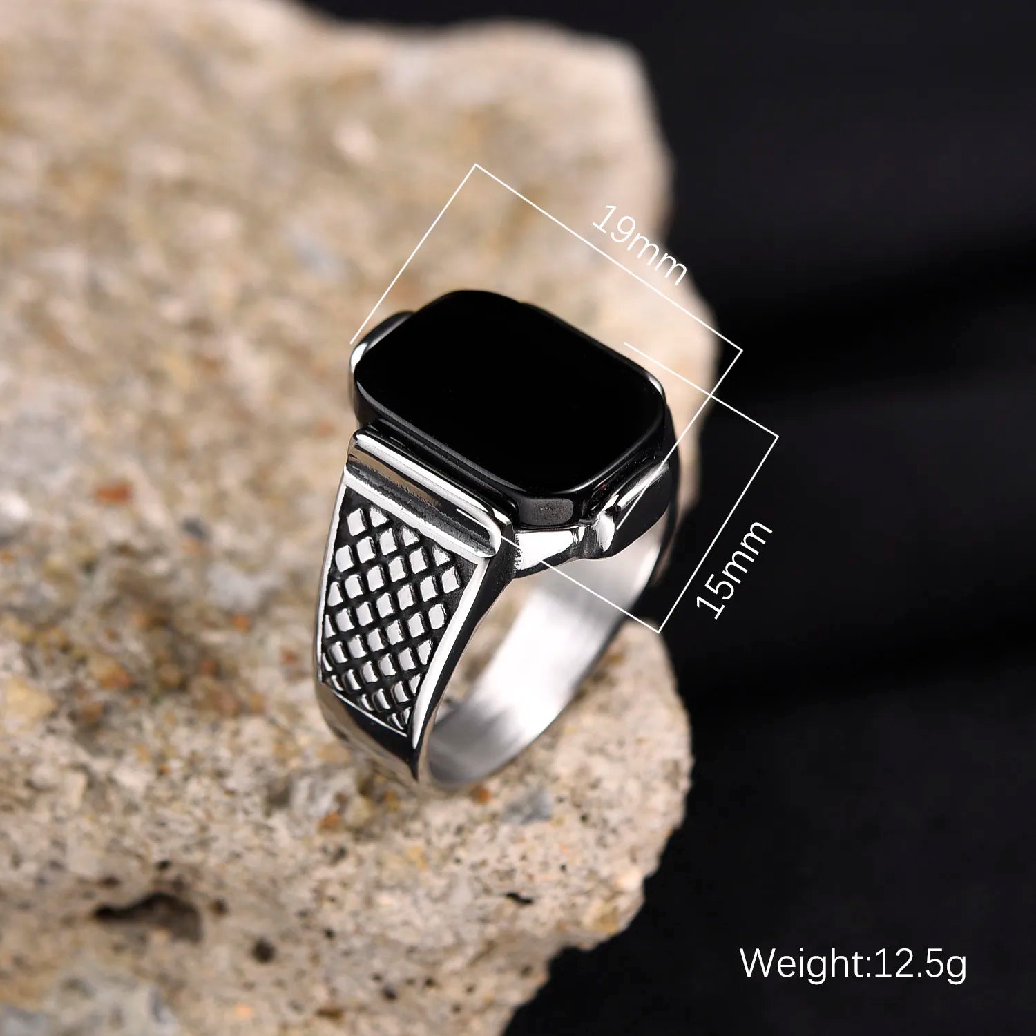 Men's Vintage Stainless Steel Onyx Ring Best Price in Men Jewerly - 2023