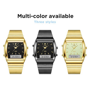 Digital Quartz Dual Display All-Steel Watch Gold Dial for Men Best Price in Men Jewerly - 2023