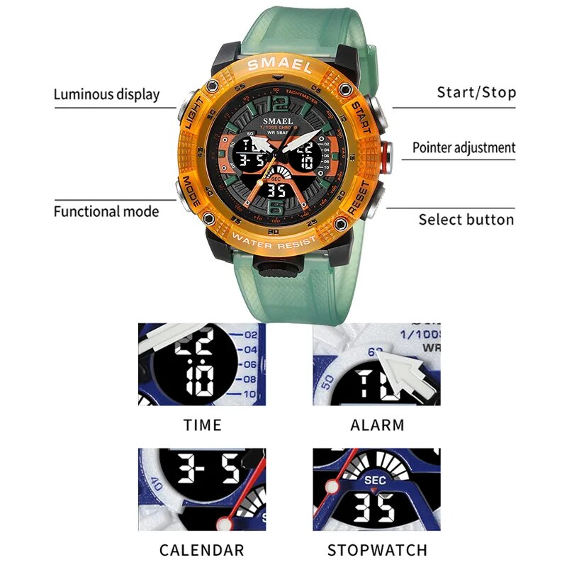 SMAEL Quartz Sport Watch with LED Display Best Price in Men Jewerly - 2023