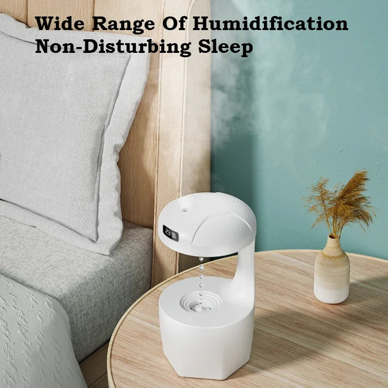 Anti Gravity Humidifiers for Home Bedroom Mini Cool Mist Ultrasonic Air Humidifier Water Drop Silent Humidifier with Night Light