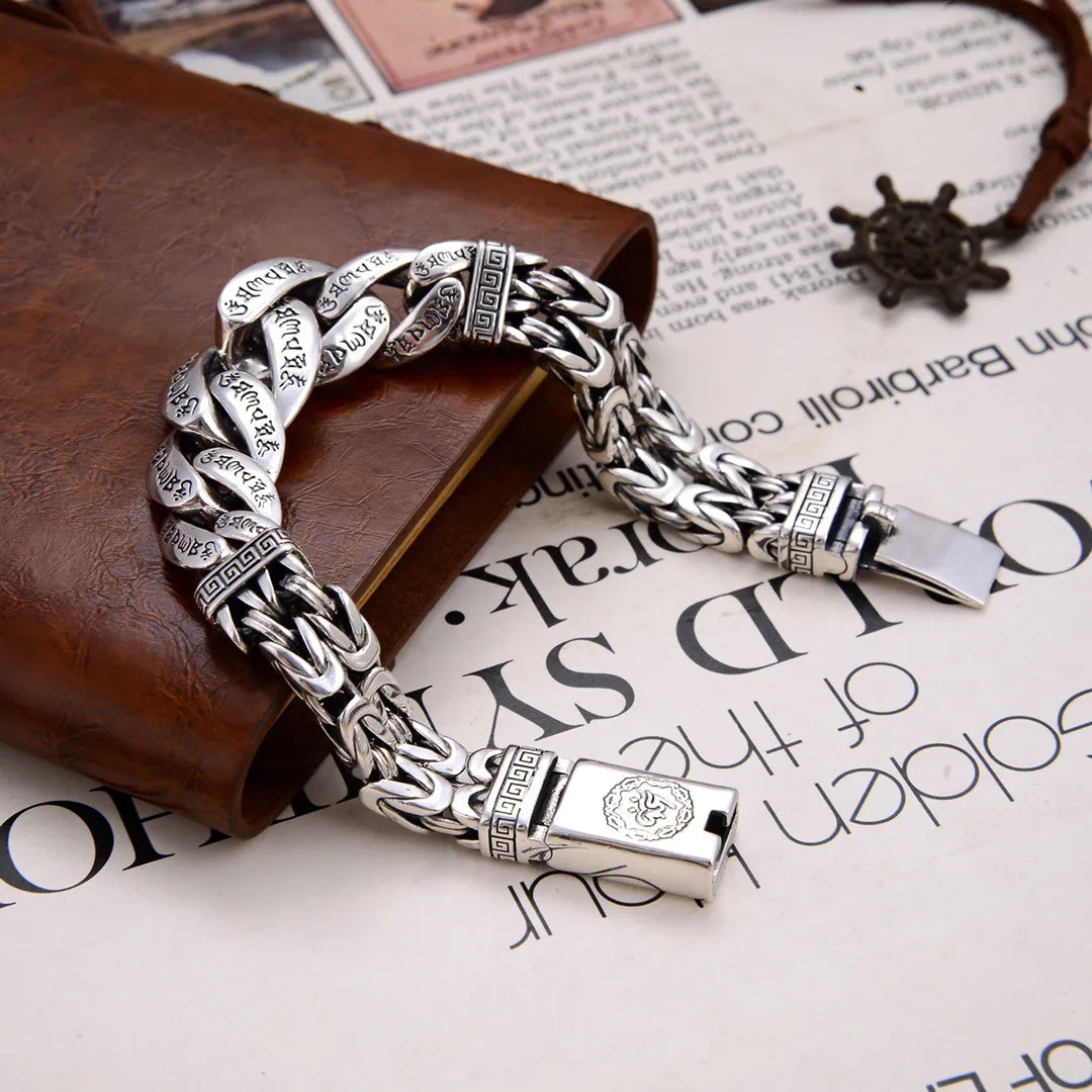Six-Character Mantra Woven Silver Bracelet Best Price in Men Jewerly - 2025