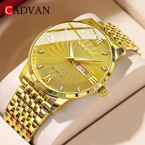 CADVAN Watch Golden Luxury Stainless Steel Date Clock Sport for Men Best Price in Men Jewerly - 2023