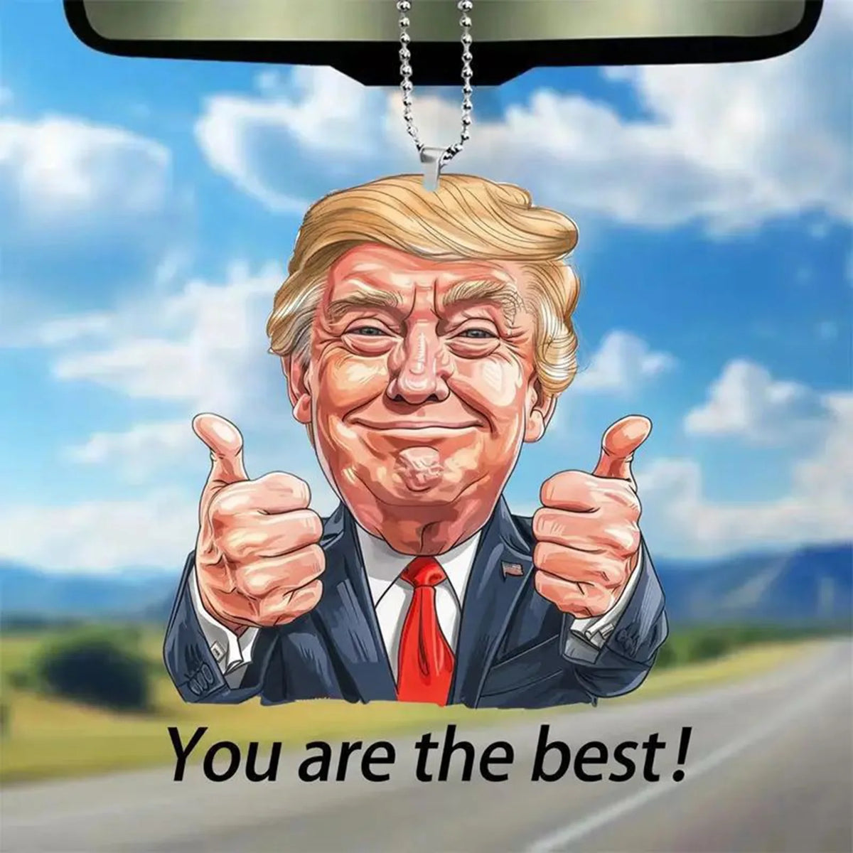 Funny Trump-Inspired 2D Acrylic Flat Christmas Decor Hanging Ornament for Car Tree Perfect Holiday Gift Funny Cartoon Pendant