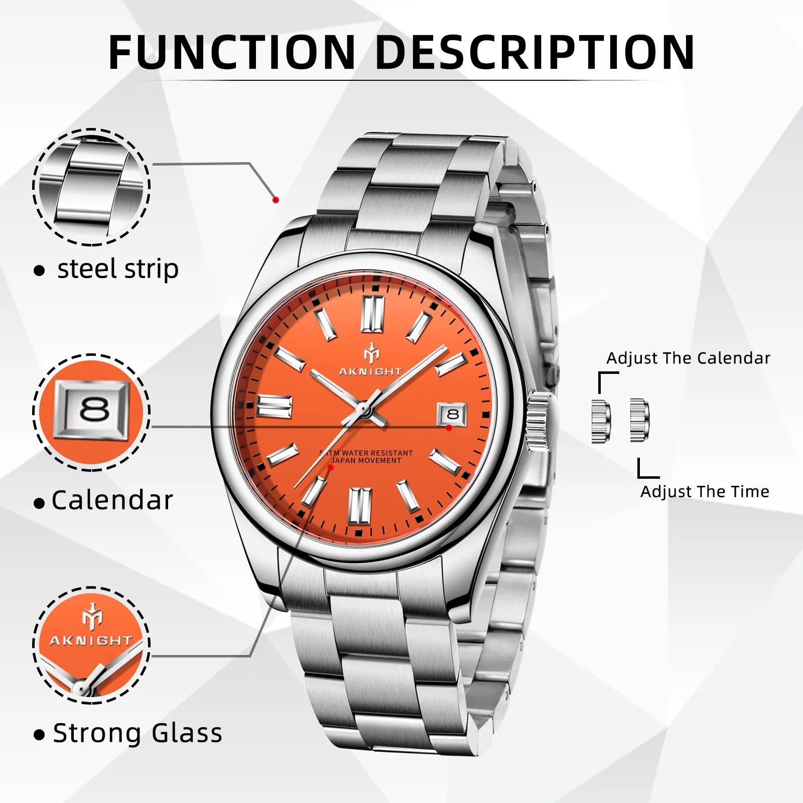 AKNIGHT Orange Dial Analog Quartz Watch for Men Best Price in Men Jewerly - 2023