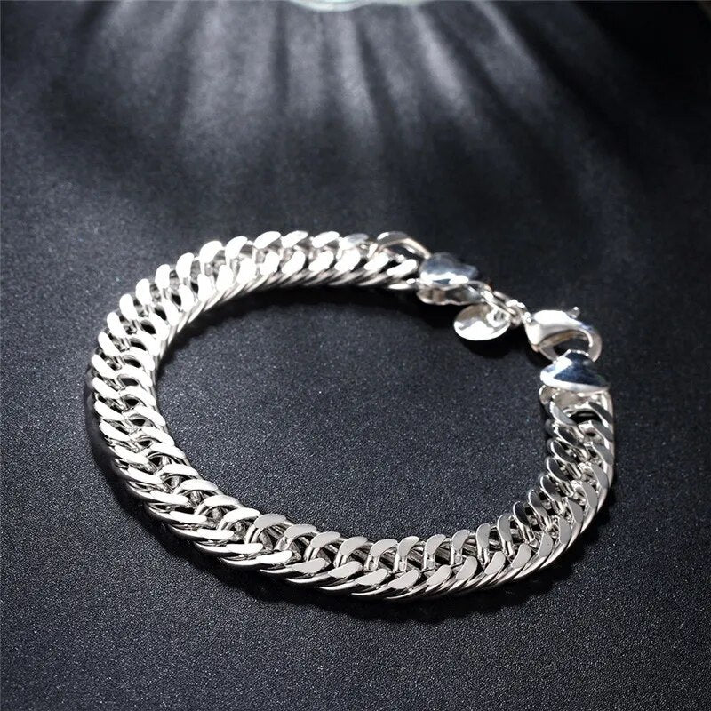 925 Sterling Silver Square Buckle 10MM Bracelet for Men Best Price in Men Jewerly - 2023