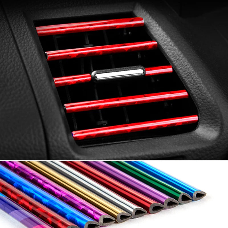 10 PCS Car Air Conditioner Outlet Decorative Soft Strip Accessories Auto Interior Grille Decorative Strip Universal U-shaped