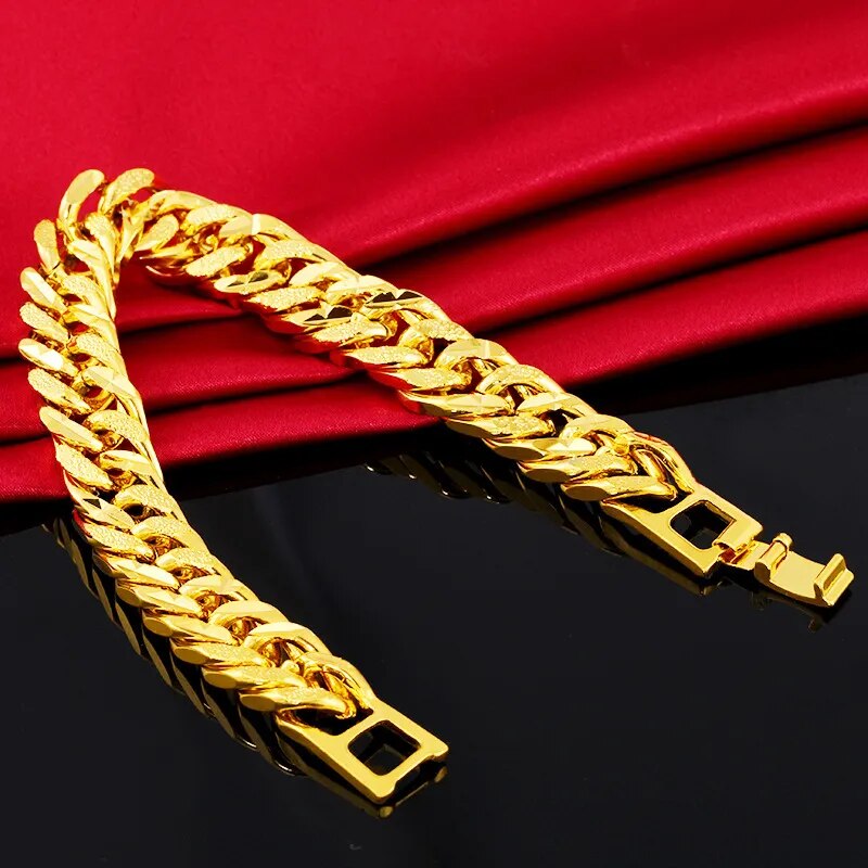 9MM 24K Pure Gold Color Bracelets for Men Best Price in Men Jewerly - 2023