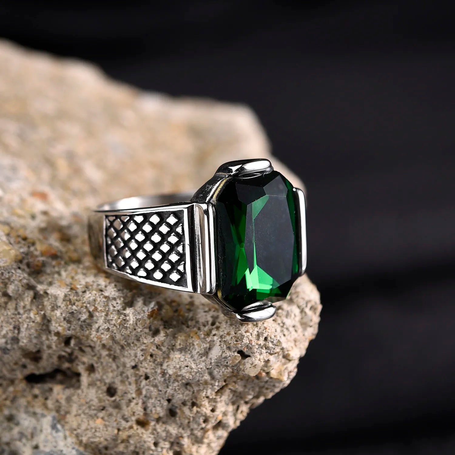 Men's Vintage Stainless Steel Onyx Ring Best Price in Men Jewerly - 2023