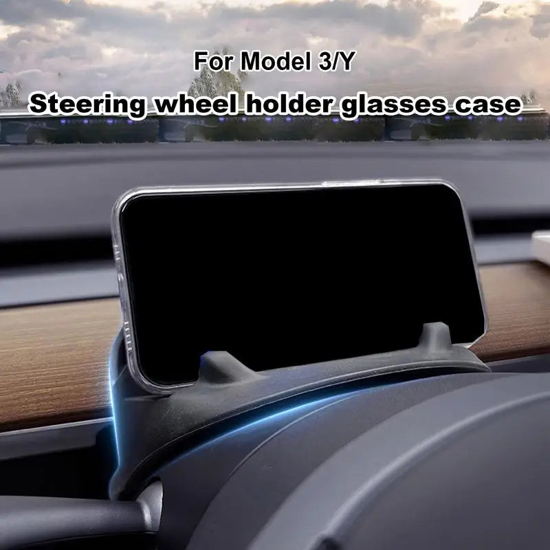 Steering Wheel Rear Phone Holder For Tesla Model 3 /Y Console Organizer Storage Box Silicone Console Storage Tray Car Interior