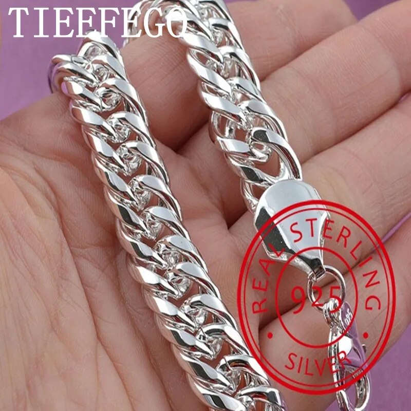 925 Sterling Silver Square Buckle 10MM Bracelet for Men Best Price in Men Jewerly - 2023