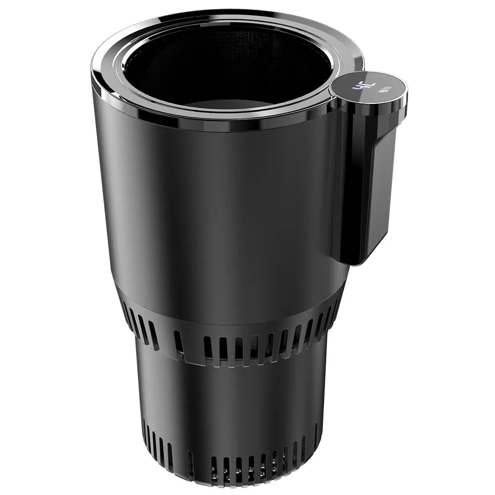 Car Smart Cooling Heating Car Cup Smart Beverage Mug Holder Car Office Cup Warmer Display 2 In 1 Beverage Bottle Can Cooler 12V