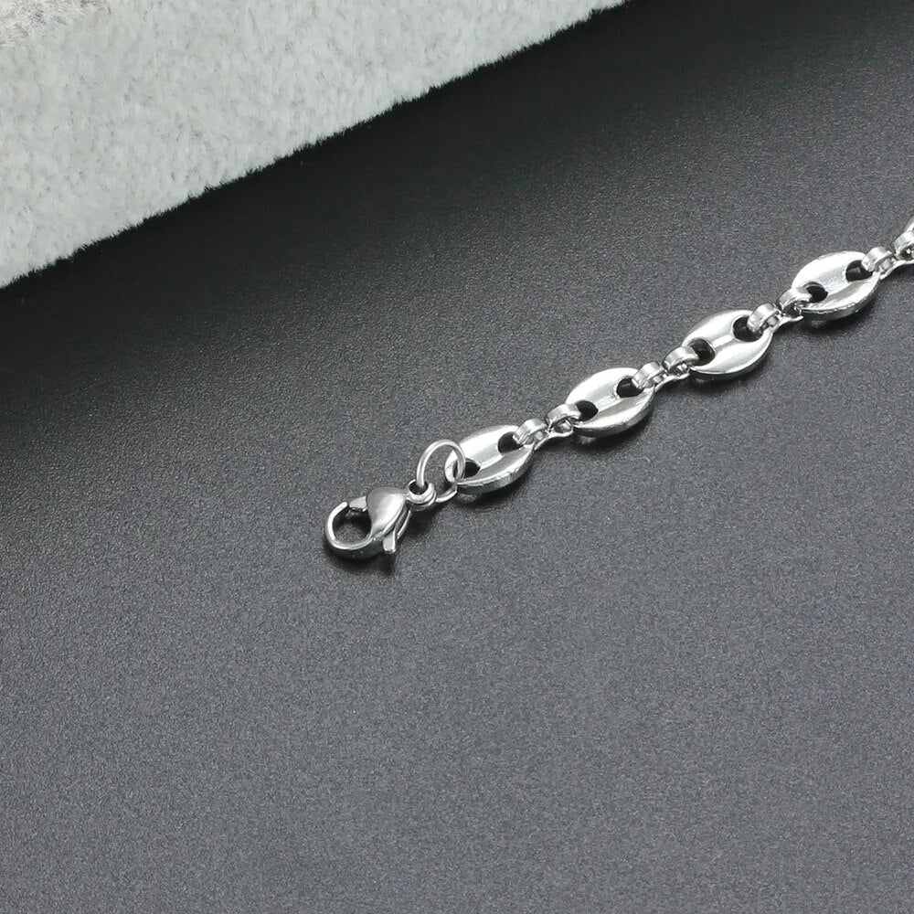 316L Stainless Steel Coffee Bean Link Chain Bracelet for Men Best Price in Men Jewerly - 2023