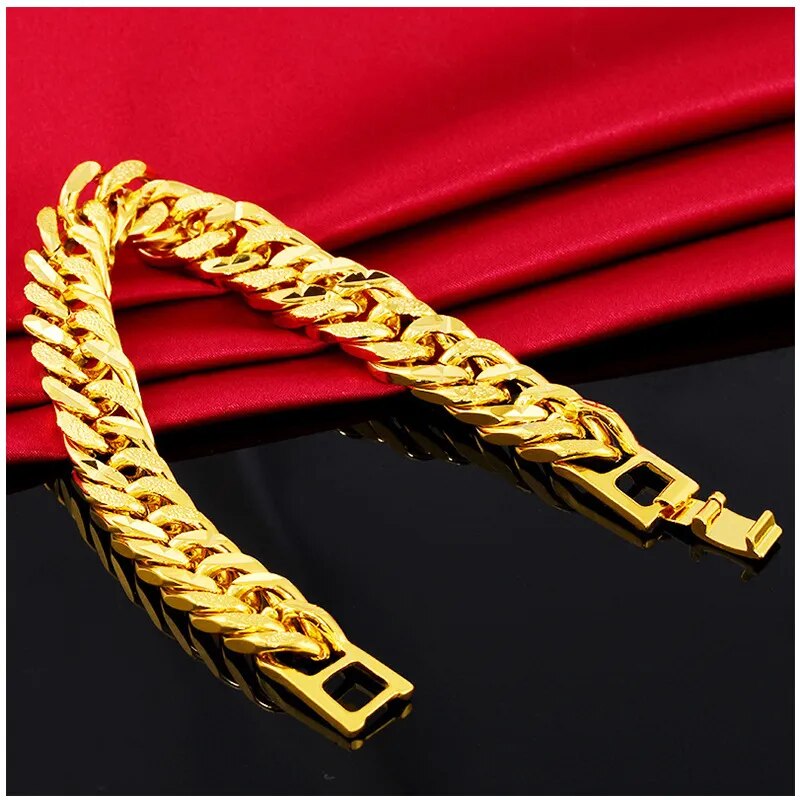 9MM 24K Pure Gold Color Bracelets for Men Best Price in Men Jewerly - 2023