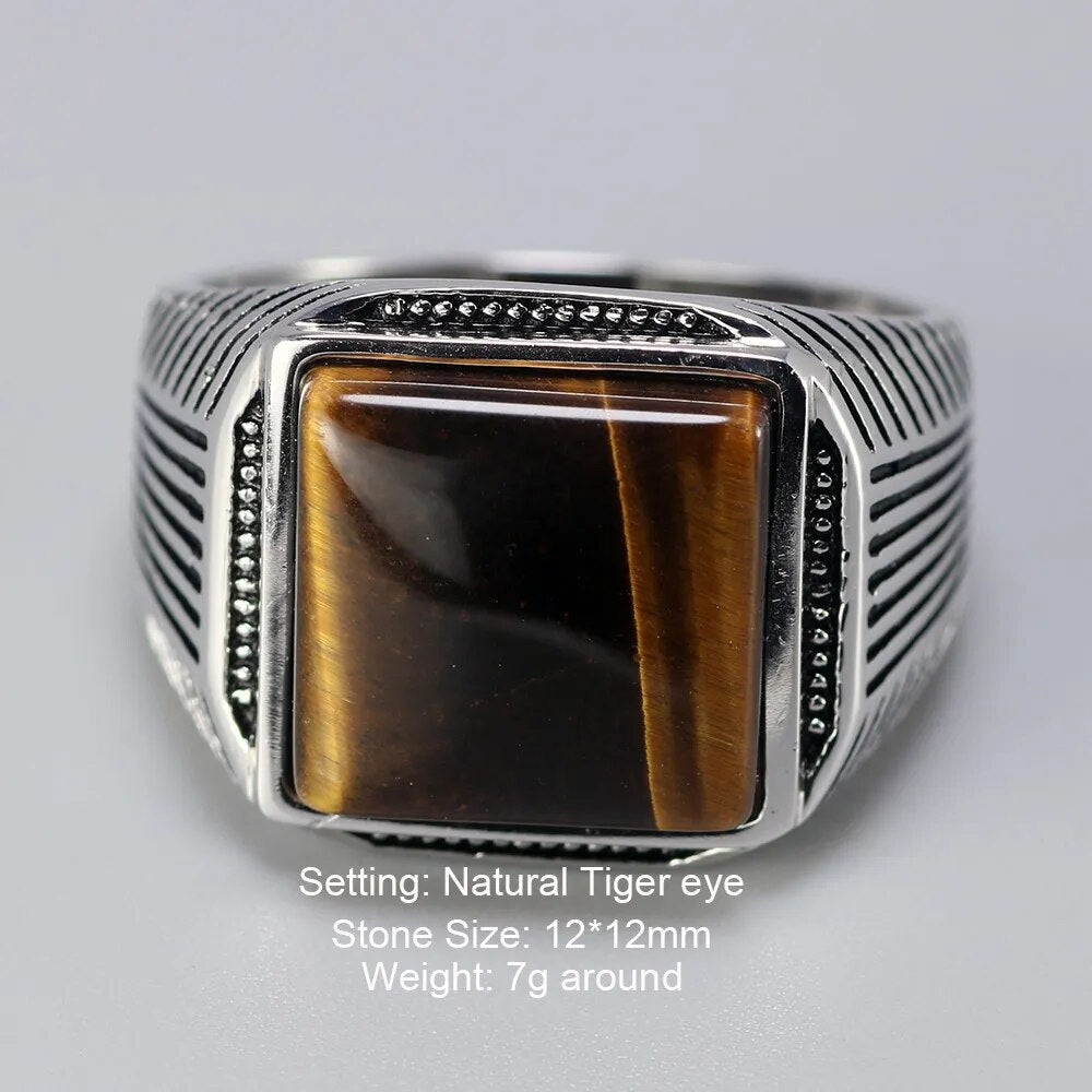 Authentic Sterling Silver 925 Ring with Tiger Eyes for Men Best Price in Men Jewerly - 2023