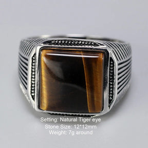 Authentic Sterling Silver 925 Ring with Tiger Eyes for Men Best Price in Men Jewerly - 2023