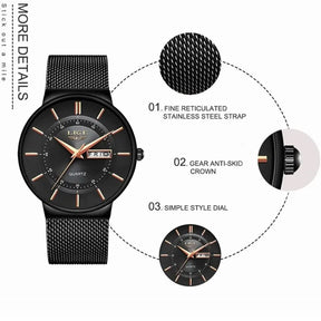 2023 Luxury Men Watches Waterproof Ultra Thin Date Clock Male Steel Strap Casual Quartz Watch Men Sports Wrist Watch Man