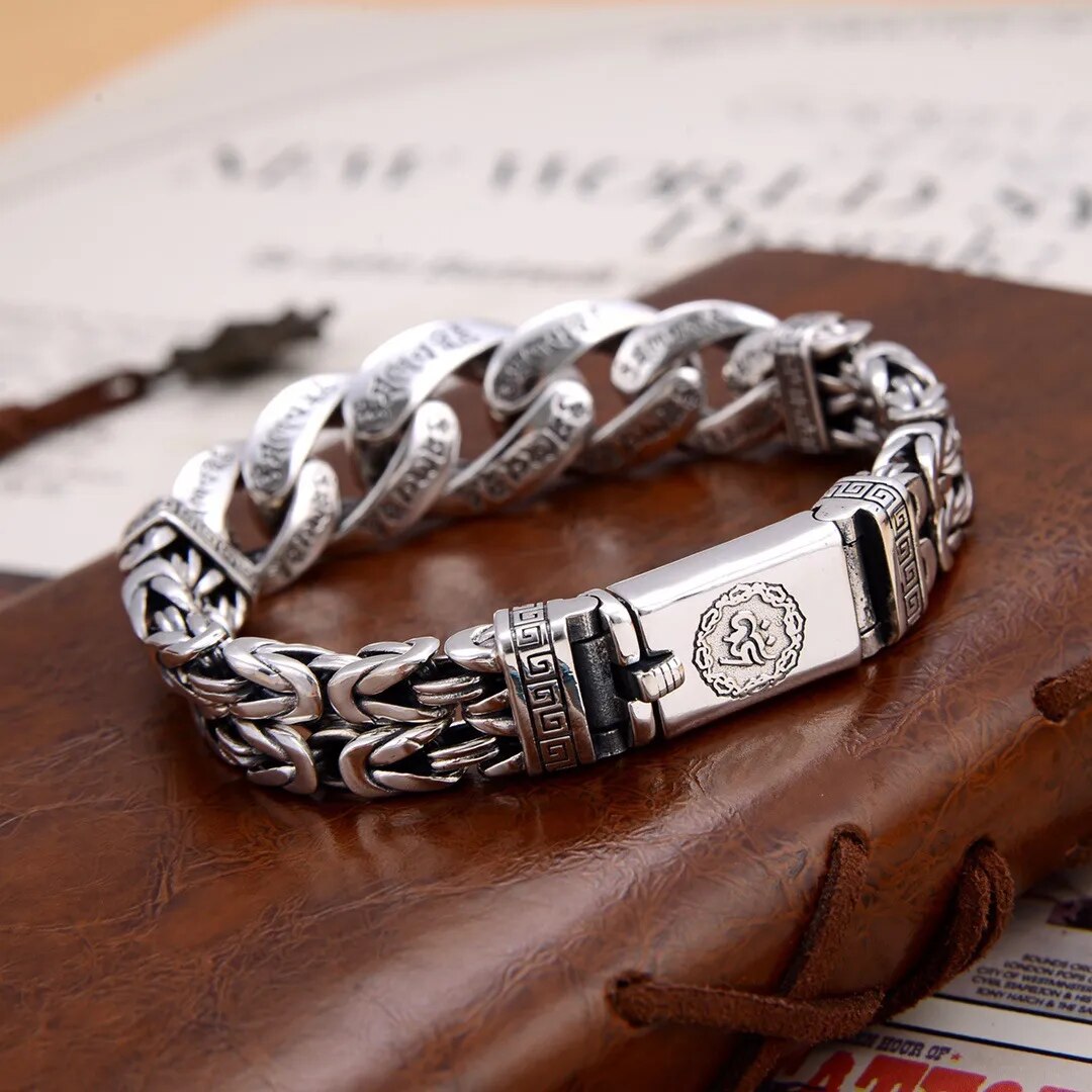 Six-Character Mantra Woven Silver Bracelet Best Price in Men Jewerly - 2025