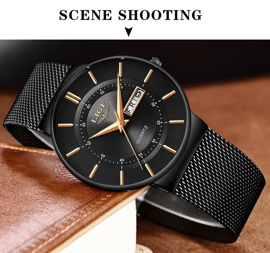 2023 Luxury Men Watches Waterproof Ultra Thin Date Clock Male Steel Strap Casual Quartz Watch Men Sports Wrist Watch Man