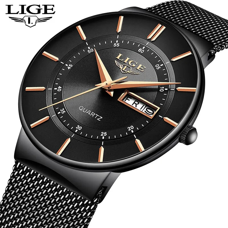 2023 Luxury Men Watches Waterproof Ultra Thin Date Clock Male Steel Strap Casual Quartz Watch Men Sports Wrist Watch Man