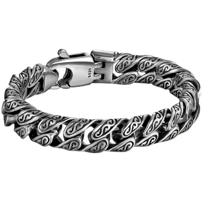 Silver Tang Grass Pattern Men's Bracelet Best Price in Men Jewerly - 2023