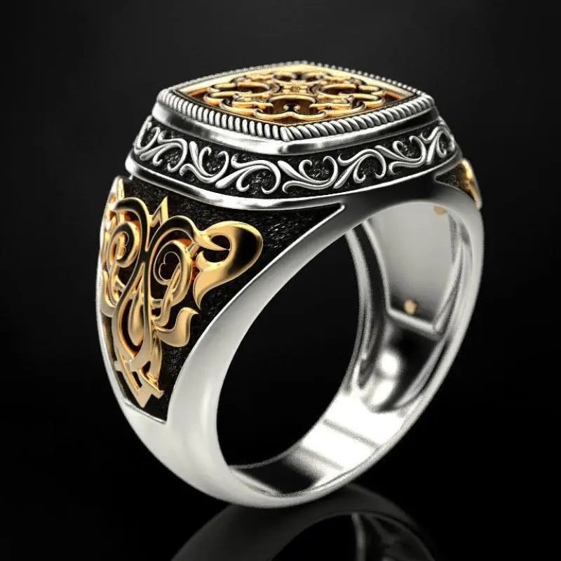 HOYON 18k Yellow Gold Two Tone Ring for Men Best Price in Men Jewerly - 2023