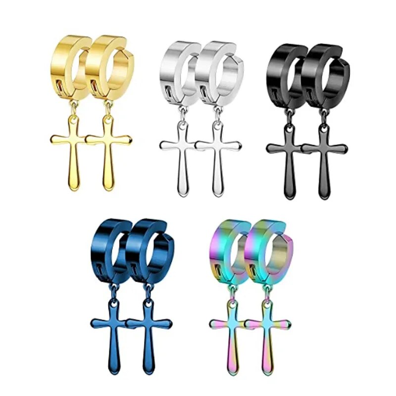 Stainless Steel Cross Pendant Dangle Earrings for Men Best Price in Men Jewerly - 2023