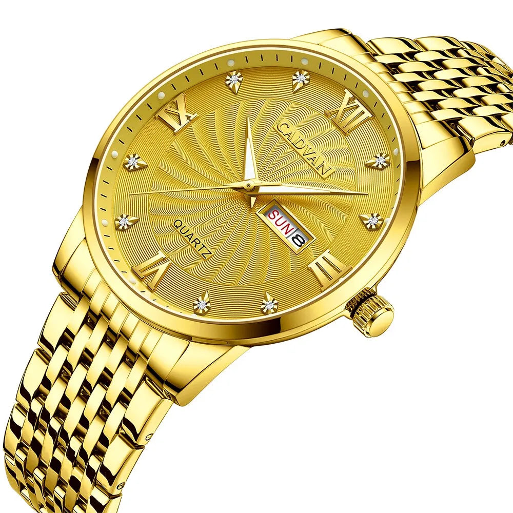 CADVAN Watch Golden Luxury Stainless Steel Date Clock Sport for Men Best Price in Men Jewerly - 2023