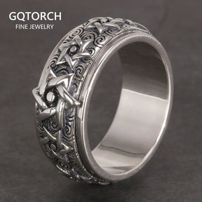 Rotatable Buddhism Ring Vintage Silver Ring Best Price in Men Jewerly - 2023