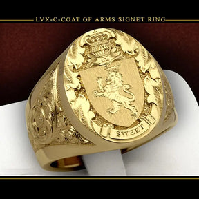 HOYON 18k Gold Crown Lion Shield Badge Ring for Men Best Price in Men Jewerly - 2023