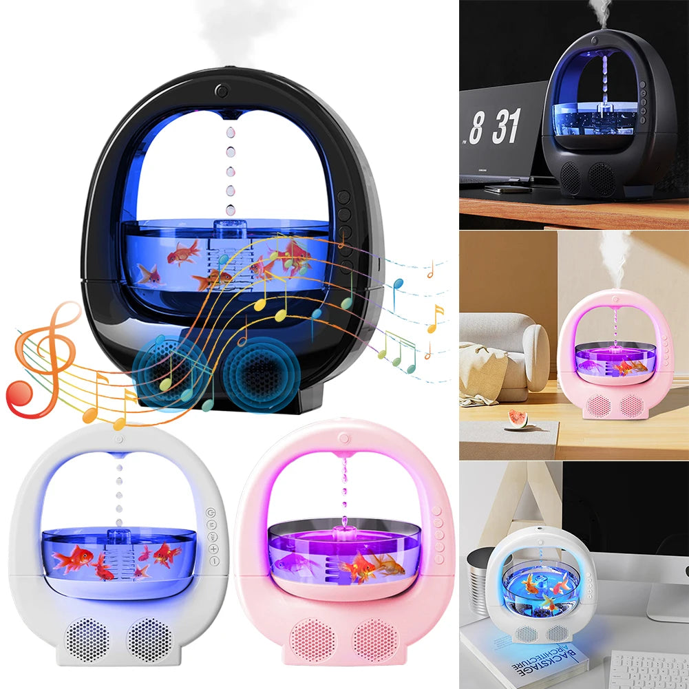 4 In 1 Anti Gravity Essential Oil Diffuser Bluetooth-compatible Air Humidifier Fish Tank for Home Office Bedroom 700ml