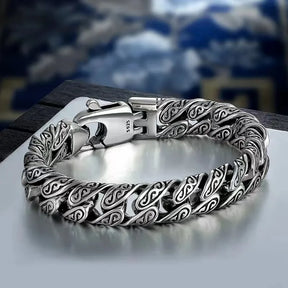 Silver Tang Grass Pattern Men's Bracelet Best Price in Men Jewerly - 2023