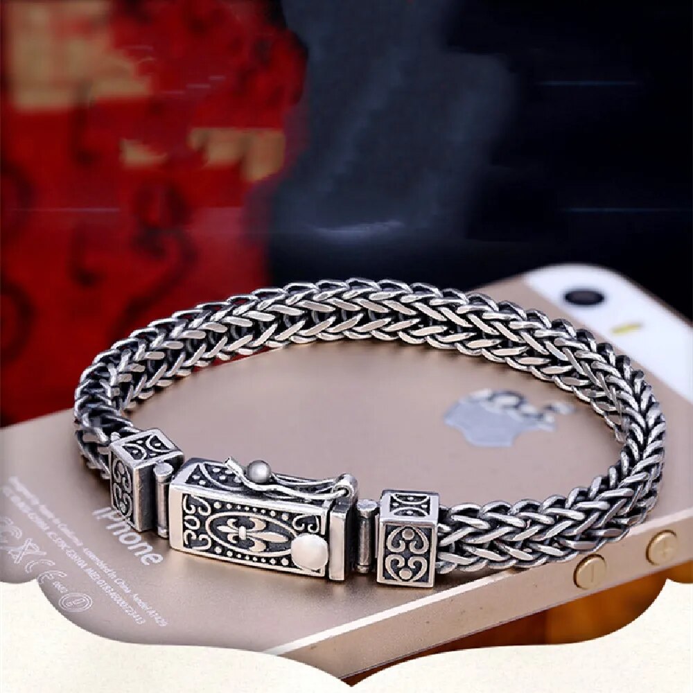 Retro Totem Double Row Silver Charm Bracelet Best Price in Men Jewerly - 2023