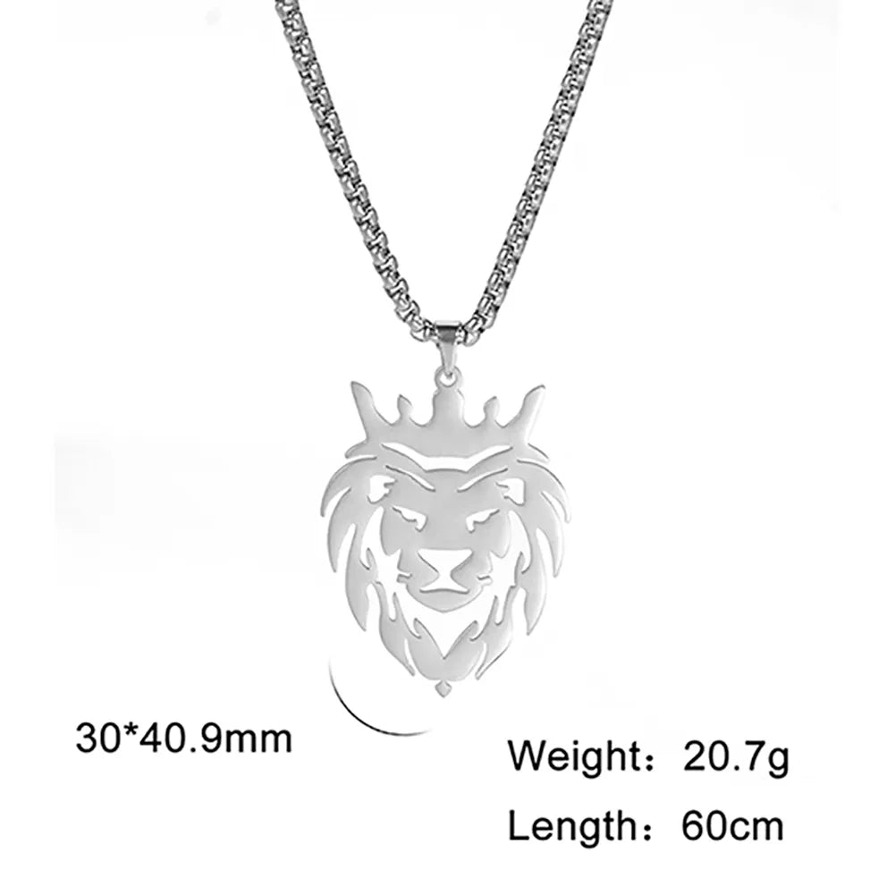 Lion with King Crown Stainless Steel Necklace Best Price in Men Jewerly - 2023