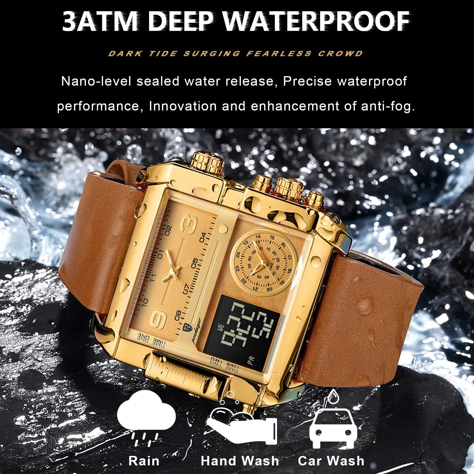 POEDAGAR Rectangle Multifunction Men's Watch Best Price in Men Jewerly - 2023