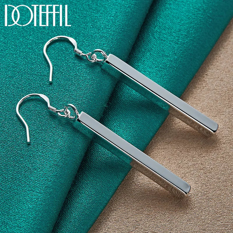 DOTEFFIL Earrings 925 Sterling Silver Square Pillar for Men Best Price in Men Jewerly - 2025