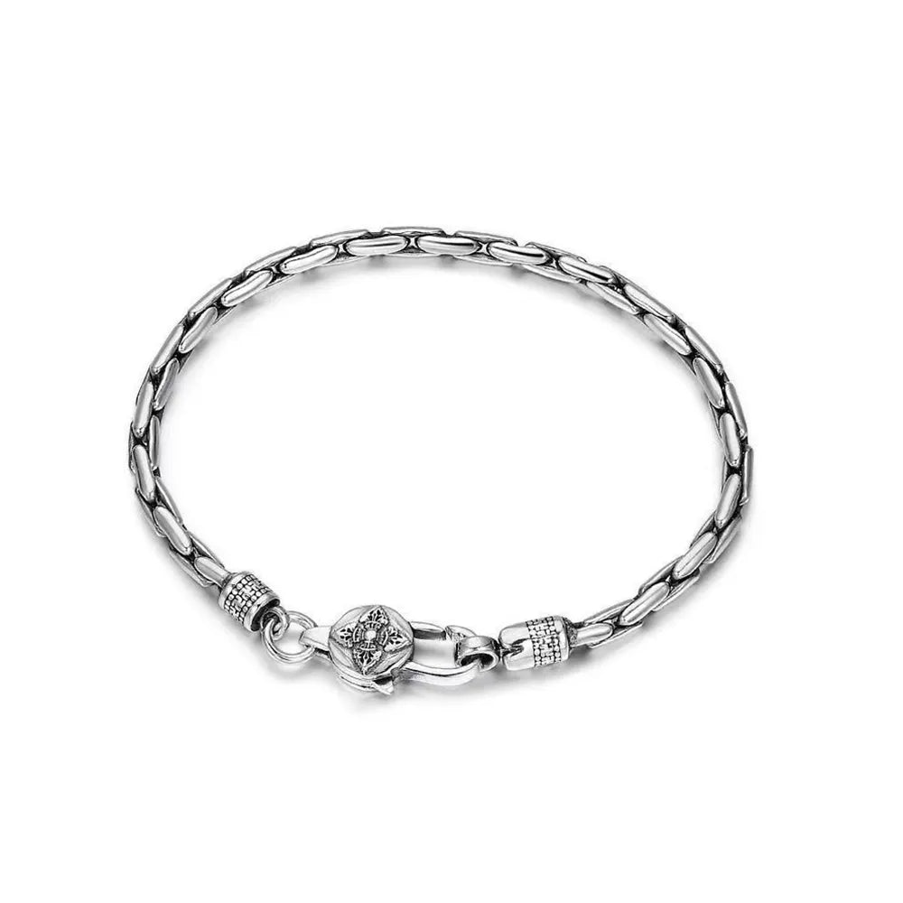 925 Sterling Silver Bracelet 6mm Retro Snake Bone Chain for Men Best Price in Men Jewerly - 2023