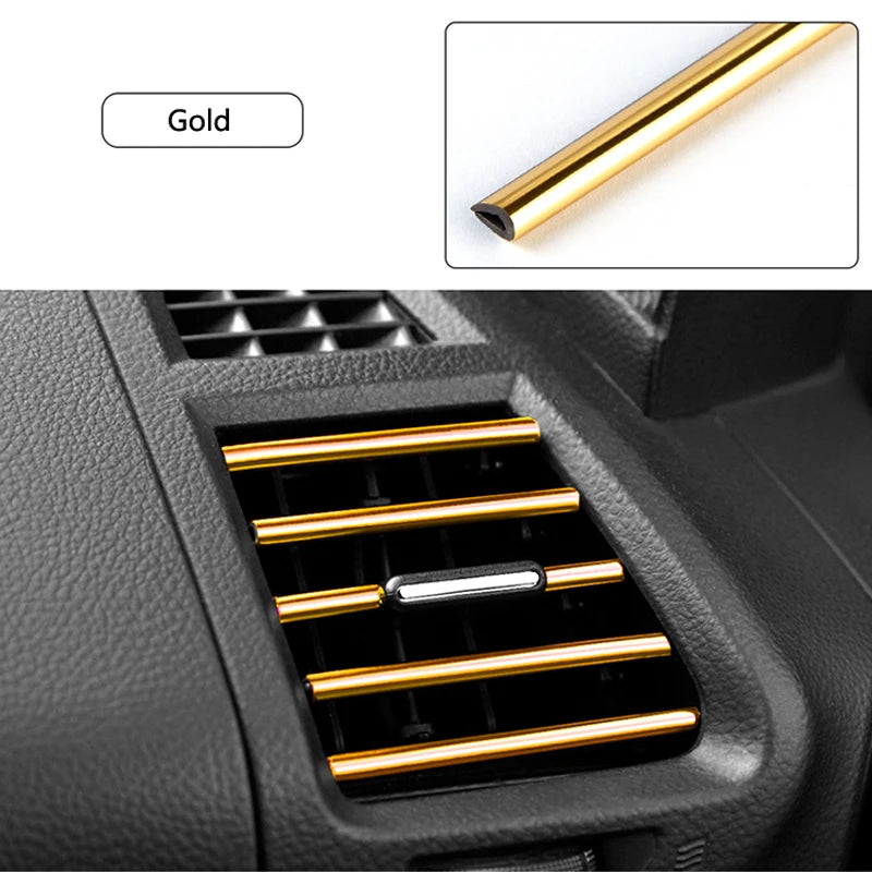 10 PCS Car Air Conditioner Outlet Decorative Soft Strip Accessories Auto Interior Grille Decorative Strip Universal U-shaped