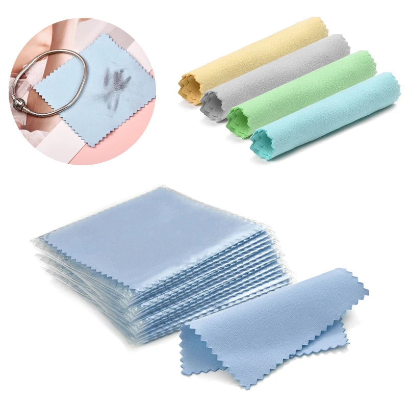 10-50Pcs Sterling Silver Polishing Cloth Silver Color Cleaning Cloths With Individually Package Soft Clean For Jewelry Tool