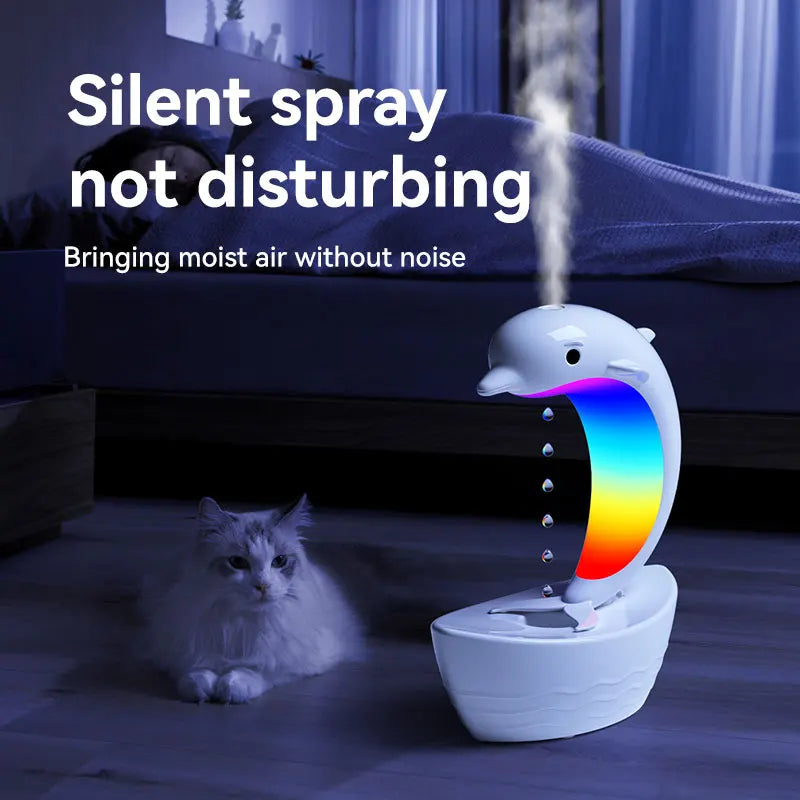 Home-Appliance New style anti gravity humidifier, desktop dolphin speaker, ambient light, bass Bluetooth speaker, home atomizer