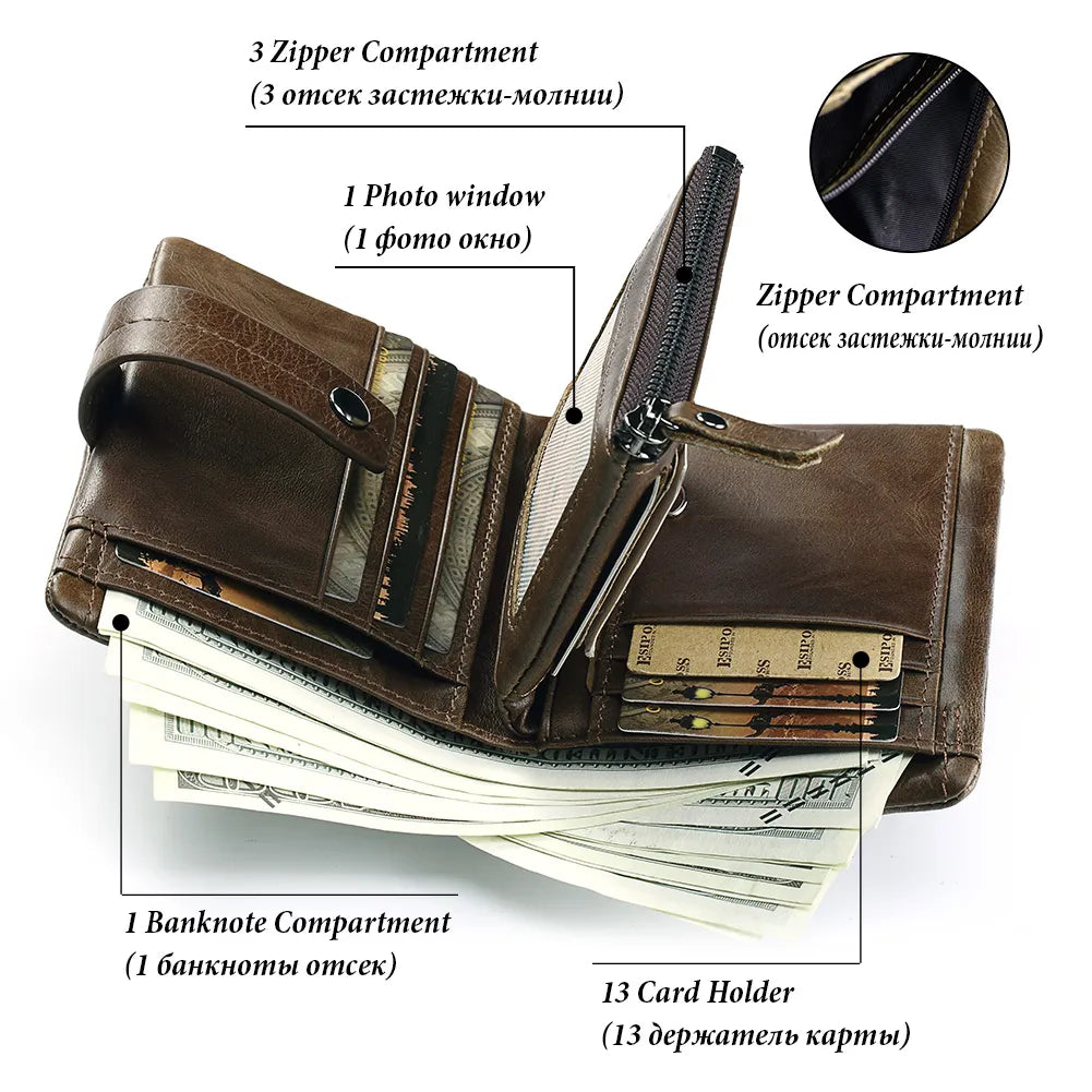 100% Genuine Leather Men's Wallet with Coin Purse Best Price in Men Jewerly - 2023